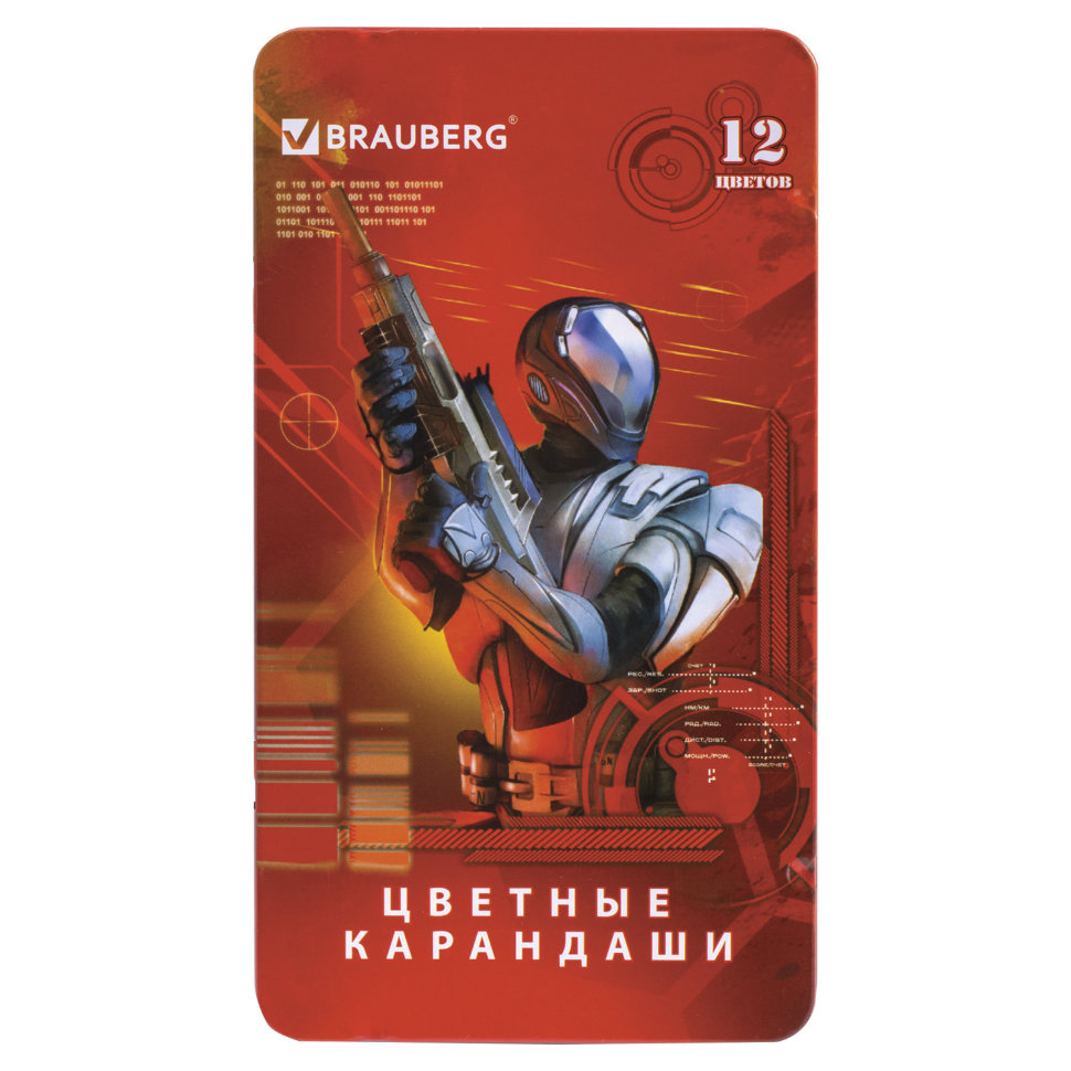 Карандаши цветные Brauberg Star Patrol 12 цветов в коробке 180543 цена за 3 шт , 